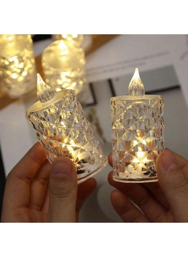 مجموعة من 12 شمعة LED صغيرة، شموع صناعية تعمل بالبطارية بدون لهب ودخان مع لهب واقعي، شمعة كهربائية باللون الأبيض الدافئ مناسبة لعيد الميلاد وحفلات الزفاف والحفلات وديكور المنزل – 3.5 × 3.5 × 8 سم - Image 3