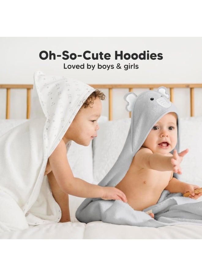 KeaBabies Cuddle Organic Bamboo Baby Hooded Towel (Elephant) - Image 3
