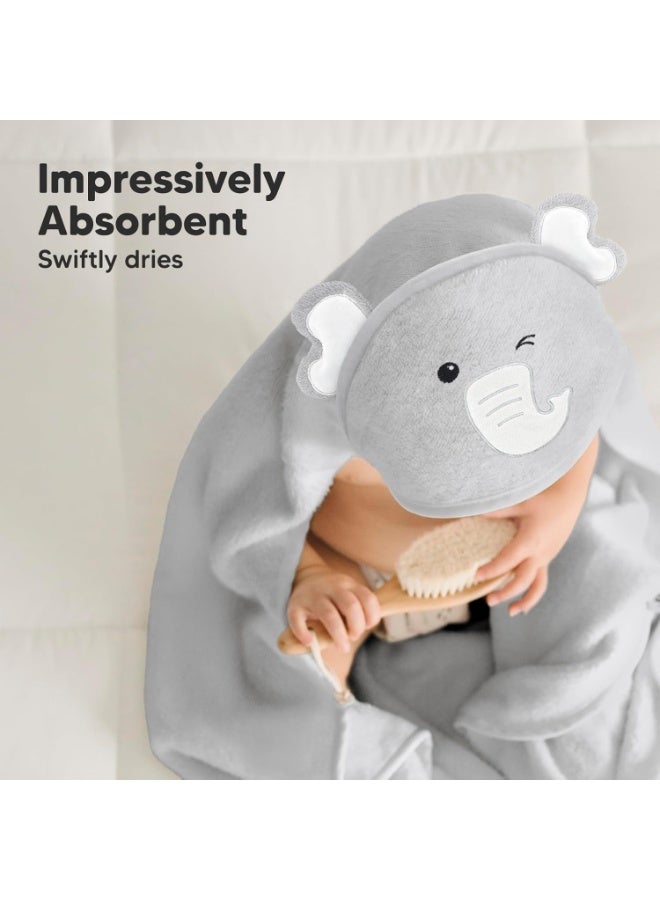 KeaBabies Cuddle Organic Bamboo Baby Hooded Towel (Elephant) - Image 5