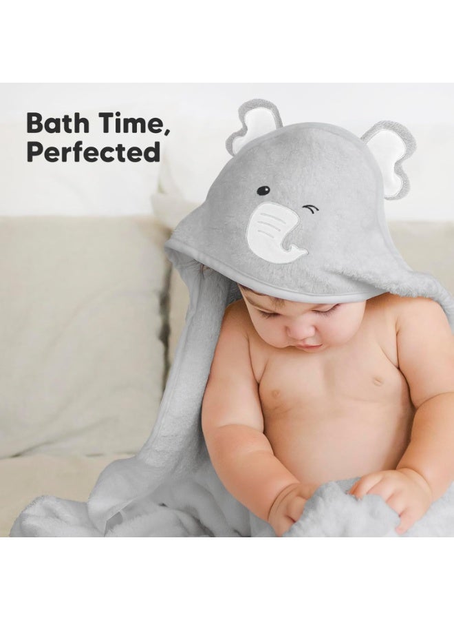 KeaBabies Cuddle Organic Bamboo Baby Hooded Towel (Elephant) - Image 1