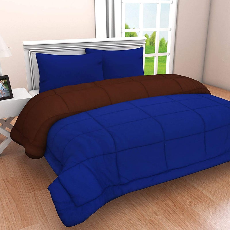 SHOPINGTRADE Microfibre Reversible Comforter, Double Bed 250 GSM (Multicolour19) Blue & Brown - Image 2