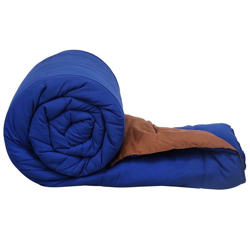 SHOPINGTRADE Microfibre Reversible Comforter, Double Bed 250 GSM (Multicolour19) Blue & Brown - Image 1