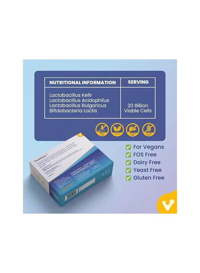 فاليو فاليو بروبيوتيك+  مليار وحدة تشكيل مستعمرة مع  سلالات بروبيوتيك لدعم صحة الجهاز الهضمي ووظائف المناعة وتوازن فلورا الأمعاء مكمل غذائي للرجال والنساء  كبسولة