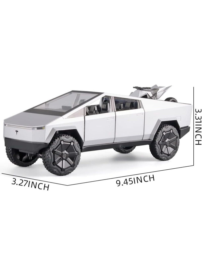 سمارتكس شاحنة بيك أب سايبرترك مع سيارة ترفيهية ودراجة نارية - سيارة معدنية مصبوبة بمقياس 1:24 مع أضواء وصوت وحركة سحب للخلف - هدية عيد ميلاد للأطفال والكبار، رائعة لهواة الجمع - Image 2