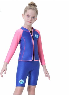 Loquat Children's Wetsuit 2.5MM Separate Body Warm Swimsuit For Girls Long Sleeve Winter Diving And Surfing Jellyfish Pink  - Image 1