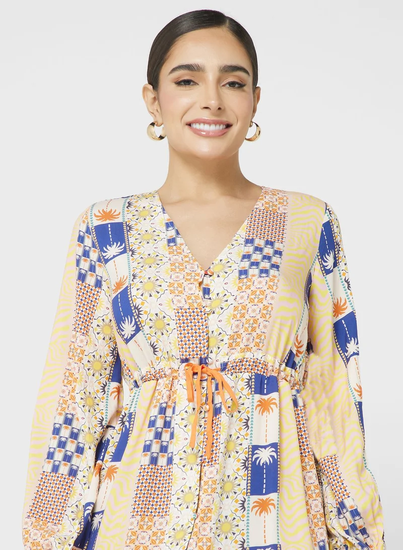 Never fully Dressed Patchwork Print Midi Dress