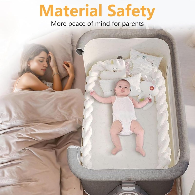 TDOO 4 in 1Baby Crib Baby Bassinet Bedside Sleeper, 6 Adjustable Height Cosleeper for Baby, Easy Folding Portable Baby Bed Rocking Bassinets with Comfy Mattress Mosquito Net Storage for Infant Newborn - Image 2