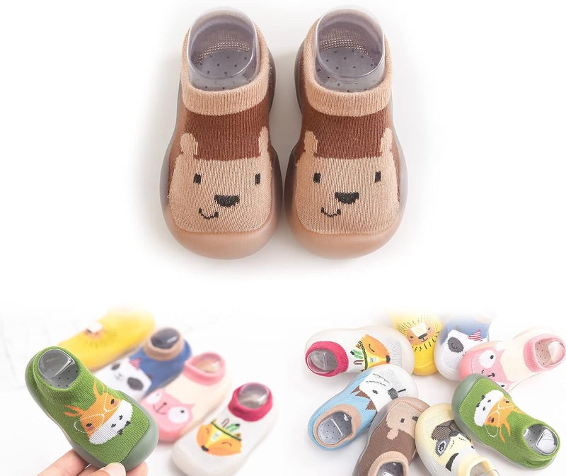 Non-Slip Baby Slippers, Unisex Baby Socks Shoes, Kids Baby Girl Boys Toddler Anti-Slip Slippers, Socks Cotton Shoes, Flexible Cozy Breathable Shoes for Baby Toddler Infant Child Kid (0-6M,F) - Image 1