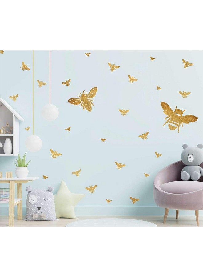 Easma ملصقات جدارية للنحل - ديكور جدار نحلة - ملصقات جدارية للنحل باللون الذهبي - ملصقات جدارية لقرص العسل - ديكور جدار غرفة الأطفال - ملصقات قابلة للإزالة واللصق لغرفة النوم - Image 3