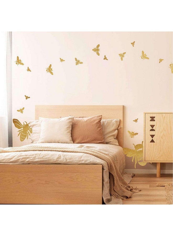 Easma ملصقات جدارية للنحل - ديكور جدار نحلة - ملصقات جدارية للنحل باللون الذهبي - ملصقات جدارية لقرص العسل - ديكور جدار غرفة الأطفال - ملصقات قابلة للإزالة واللصق لغرفة النوم - Image 4