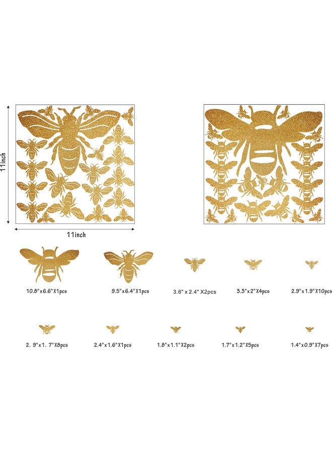 Easma ملصقات جدارية للنحل - ديكور جدار نحلة - ملصقات جدارية للنحل باللون الذهبي - ملصقات جدارية لقرص العسل - ديكور جدار غرفة الأطفال - ملصقات قابلة للإزالة واللصق لغرفة النوم - Image 2