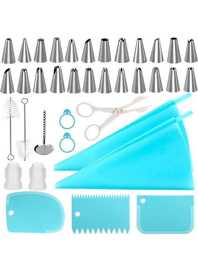 Generic 37Pcs Piping Bags and Tips Set, Cake Decorating Kit Supplies, Included 2 Reusable Bags, 24 Icing Piping Tips, 2 Couplers, 3 Cake Scraper, 2 Pipe Brush, 1 Flower Nails,1 Flower Lifter, 2 Ties  - Image 1