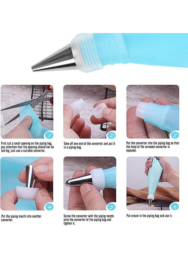 Generic 37Pcs Piping Bags and Tips Set, Cake Decorating Kit Supplies, Included 2 Reusable Bags, 24 Icing Piping Tips, 2 Couplers, 3 Cake Scraper, 2 Pipe Brush, 1 Flower Nails,1 Flower Lifter, 2 Ties  - Image 4