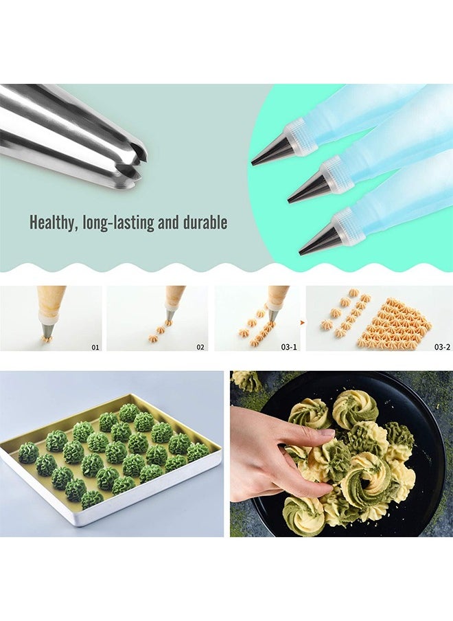 Generic 37Pcs Piping Bags and Tips Set, Cake Decorating Kit Supplies, Included 2 Reusable Bags, 24 Icing Piping Tips, 2 Couplers, 3 Cake Scraper, 2 Pipe Brush, 1 Flower Nails,1 Flower Lifter, 2 Ties  - Image 5