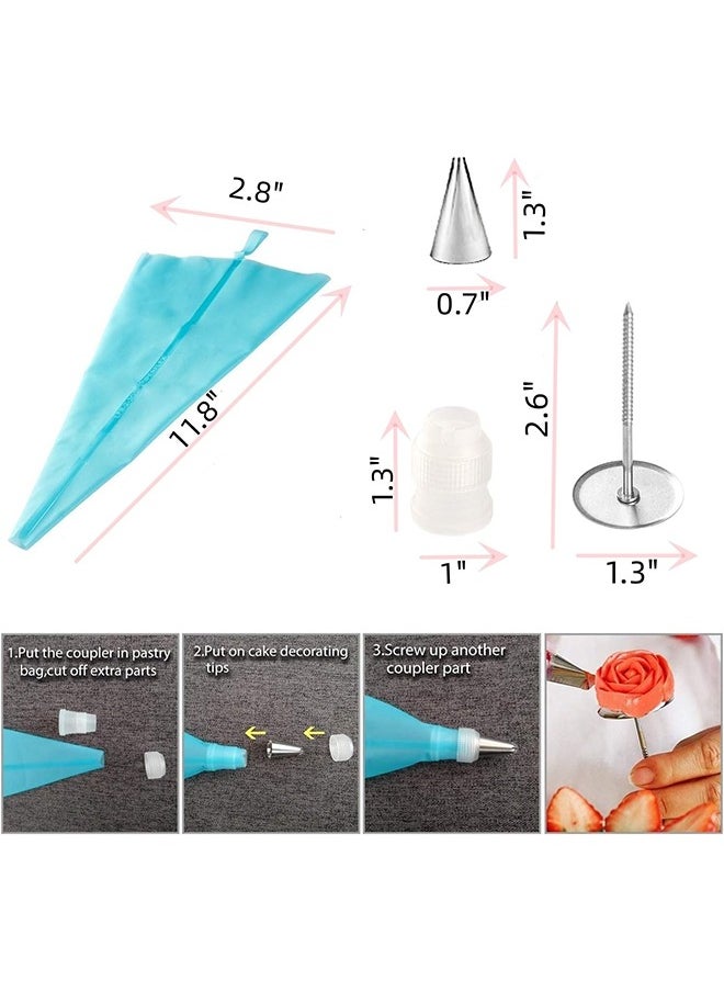 Generic 37Pcs Piping Bags and Tips Set, Cake Decorating Kit Supplies, Included 2 Reusable Bags, 24 Icing Piping Tips, 2 Couplers, 3 Cake Scraper, 2 Pipe Brush, 1 Flower Nails,1 Flower Lifter, 2 Ties  - Image 2
