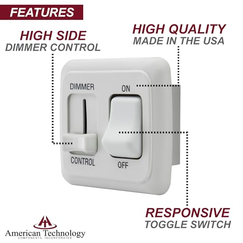 American Technology Components 12 Volt DC Dimmer Switch for LED, Halogen, Incandescent - RV, Auto, Truck, Marine, and Strip Lighting (Large Slider, White) - Image 4