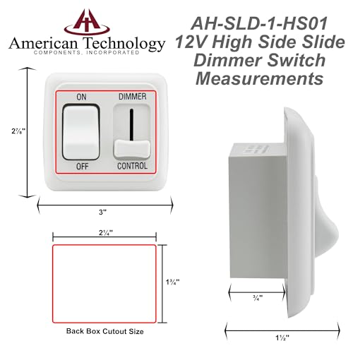 American Technology Components 12 Volt DC Dimmer Switch for LED, Halogen, Incandescent - RV, Auto, Truck, Marine, and Strip Lighting (Large Slider, White) - Image 3