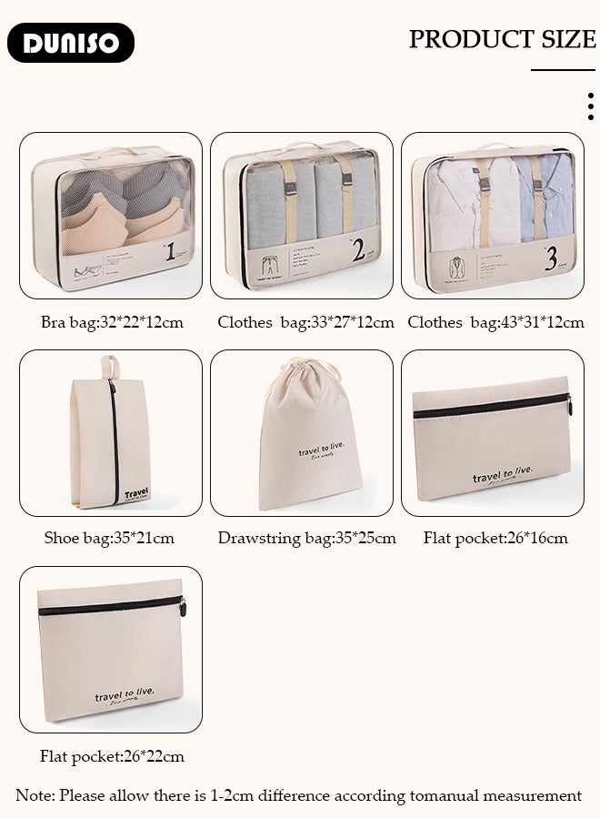 DUNISO 7 Piece Travel Organizer Bags for Luggage, Waterproof and Durable Travel Bags,  Packing Cubes for Travel,  Compression Cubes for Suitcases, Travel Bags  for Clothes, Toiletries, Clothing, Underwear  - Image 4