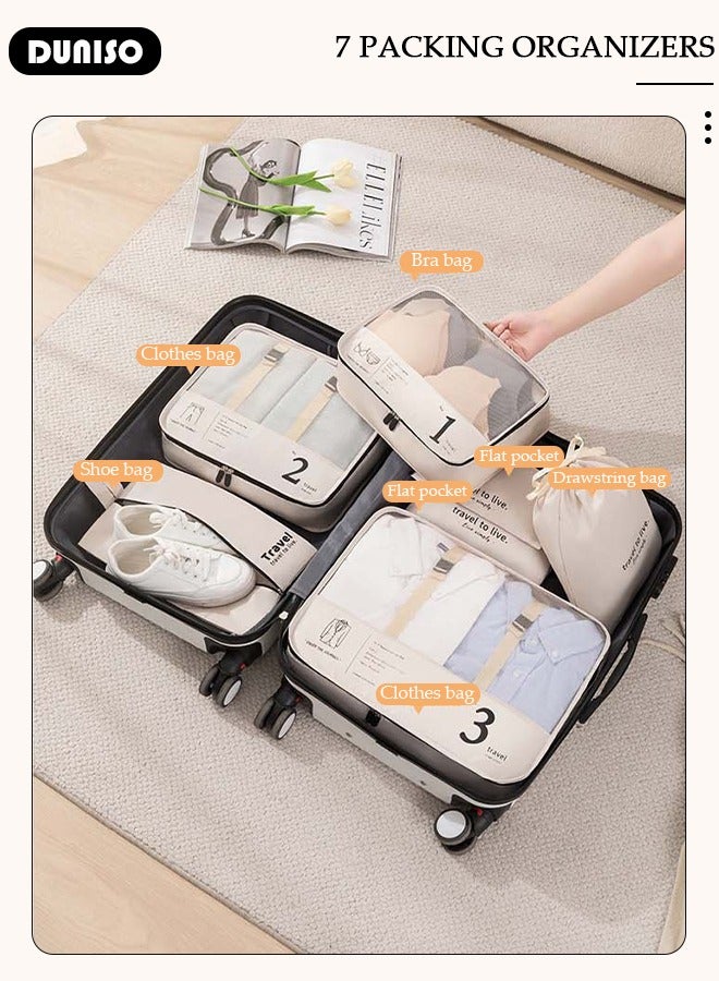 DUNISO 7 Piece Travel Organizer Bags for Luggage, Waterproof and Durable Travel Bags,  Packing Cubes for Travel,  Compression Cubes for Suitcases, Travel Bags  for Clothes, Toiletries, Clothing, Underwear  - Image 5