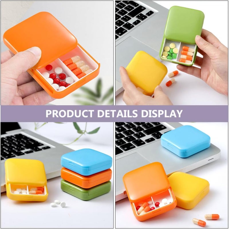 Portable 4pcs Square Pill Organizer Set with 2 Compartments Each, Travel Medicine Storage Container, Daily Medication Organizer for Supplements and Pills - Image 3