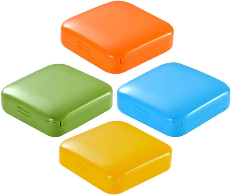 Portable 4pcs Square Pill Organizer Set with 2 Compartments Each, Travel Medicine Storage Container, Daily Medication Organizer for Supplements and Pills - Image 1