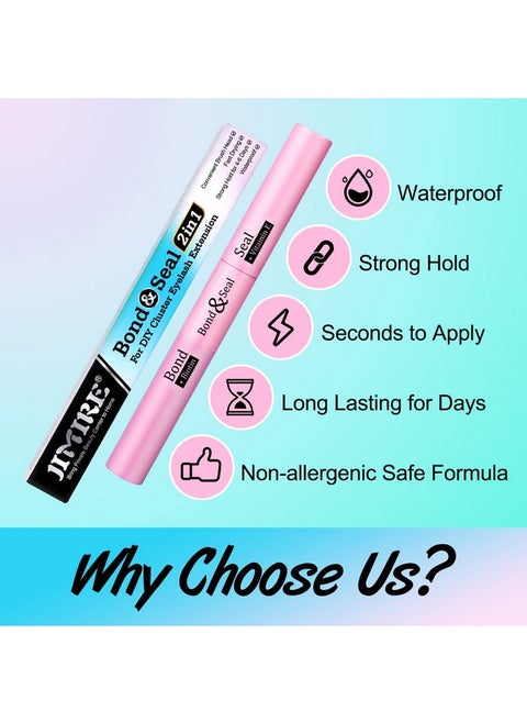 Bond And Seal Lash Glue For Lash Clusters Diy Eyelash Clusters Strong Hold Eyelash Adhesive 10Ml 2 In 1 Waterproof Lash Glue For Diy Eyelash Extensions At Home