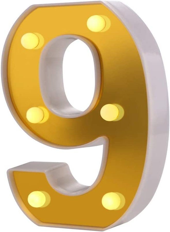 LEDOLUX 6.3 Inch LED Golden Number Lights Sign| Light Up Marquee Numbers Letter for Wedding Birthday Party Christmas Home Bar Decoration (Number 9) - Image 1