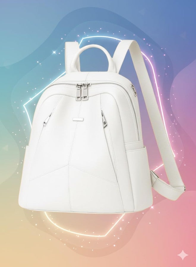 MUCHOVA Women Shoulder Backpack for College, Casual Travel Lightweight Backpack for Women, Medium Daily Use Bags for Girls (White) - Image 4