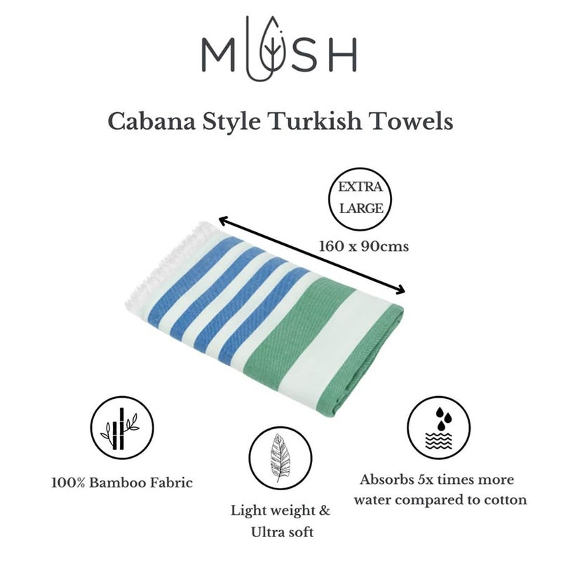 Mush 100 Bamboo Extra Large Cabana Style Turkish Towel90X160 CmsIdeal For BeachBathPoolGymDress Towel EtcTurquoiseLight Green PeachTurquoiseBlueGreenLight GreenGrey XlPack Of 4 - Image 4
