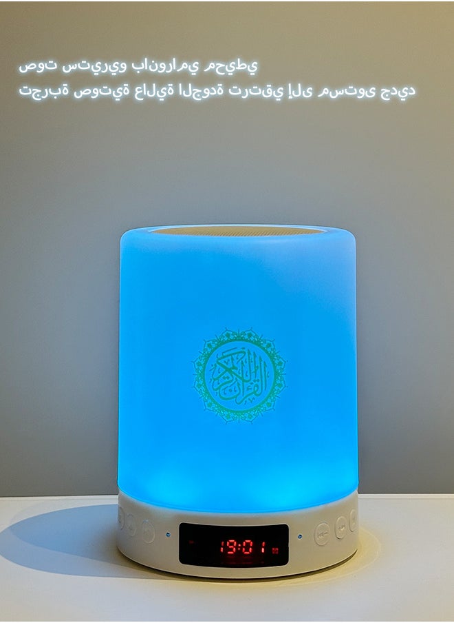 Generic - Portable Quran speaker, seven-color LED lights, 10-meter Bluetooth connection for mobile phone connection, prayer alarm clock, clock, night light, suitable for Hajj, Umrah and gift giving, perfect gift for Muslims - Image 1