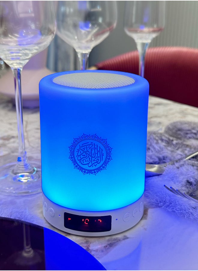 Generic - Portable Quran speaker, seven-color LED lights, 10-meter Bluetooth connection for mobile phone connection, prayer alarm clock, clock, night light, suitable for Hajj, Umrah and gift giving, perfect gift for Muslims - Image 1