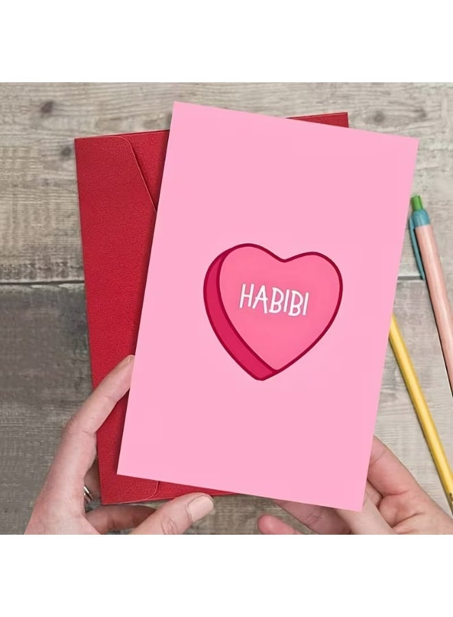 Kandid بطاقة عيد الحب الجذابة بتصميم وردي 1 قطعة "حبيبي" (قلب حبيبي) - Image 5