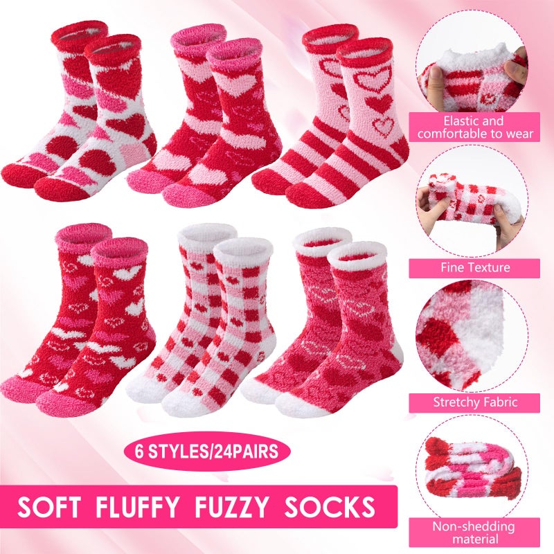 Chuarry 24 Pairs Fuzzy Socks - Bulk Cupcake Socks for Women, Valentine's Day & Teacher Gifts - Image 4