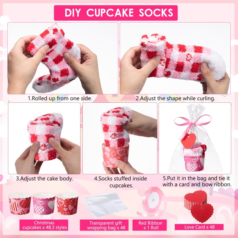 Chuarry 24 Pairs Fuzzy Socks - Bulk Cupcake Socks for Women, Valentine's Day & Teacher Gifts - Image 5