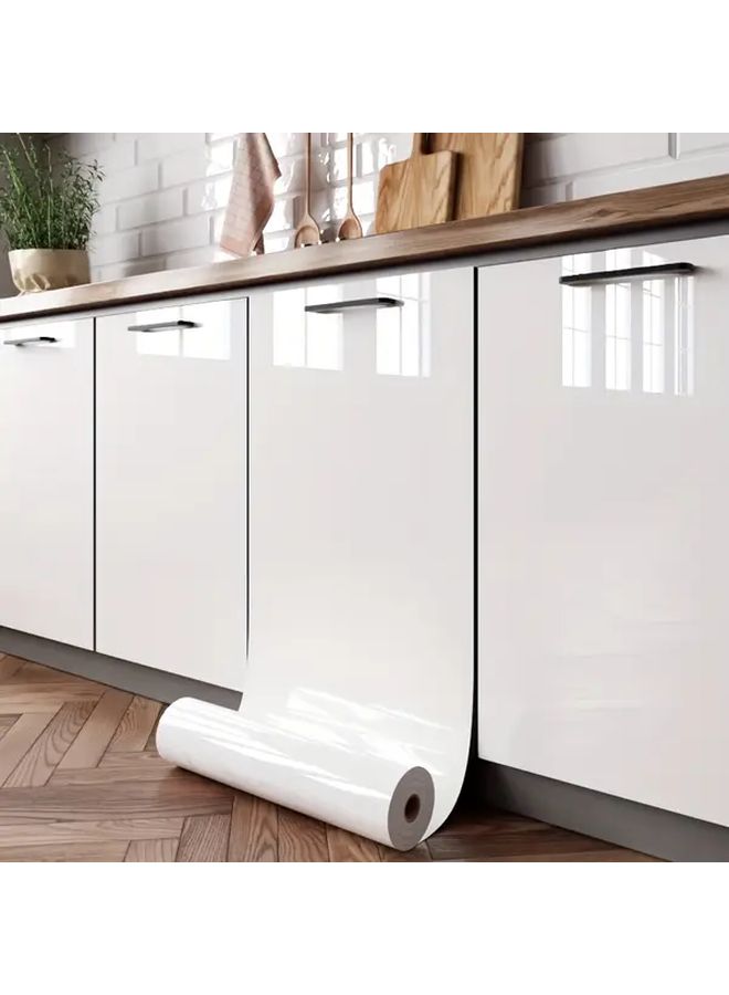 Heavy Duty Vinyl Peel And Stick Wallpaper White 60x200cm Heat Resistant Stainproof Greaseproof Kitchen Backsplash Tabletop Cabinets Walls Easy Installation Textured Surface Multisurface - Image 1