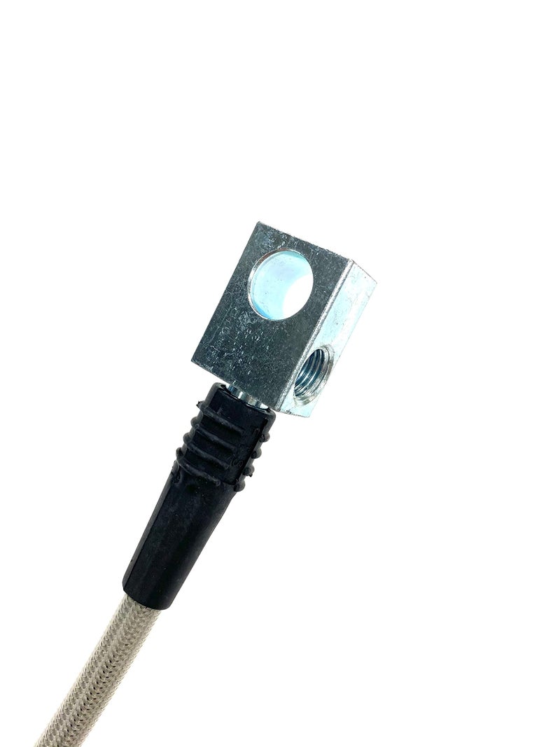 The Stop Shop Universal Rear Braided SS Brake Hose, 14 Inches Long with mouting block - Image 2