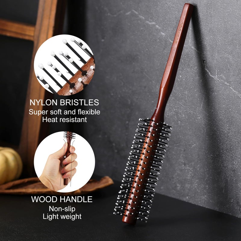 BESTOOL Small Brush for Short and Medium Hair, Blow Drying, Men's Beard Styling, Professional Smoothing and Curling Brush (Reddish brown) - Image 3