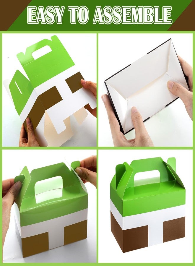 ForraFun 12 Pcs Monster Green Party Favor Treat Boxes Green Goodie Paper Gift Boxes with Handle Brown Pattern for Birthday Party Wedding Gender Reveal Decoration Supplies 6.3 x 3.5 x 3.5 Inches - Image 3