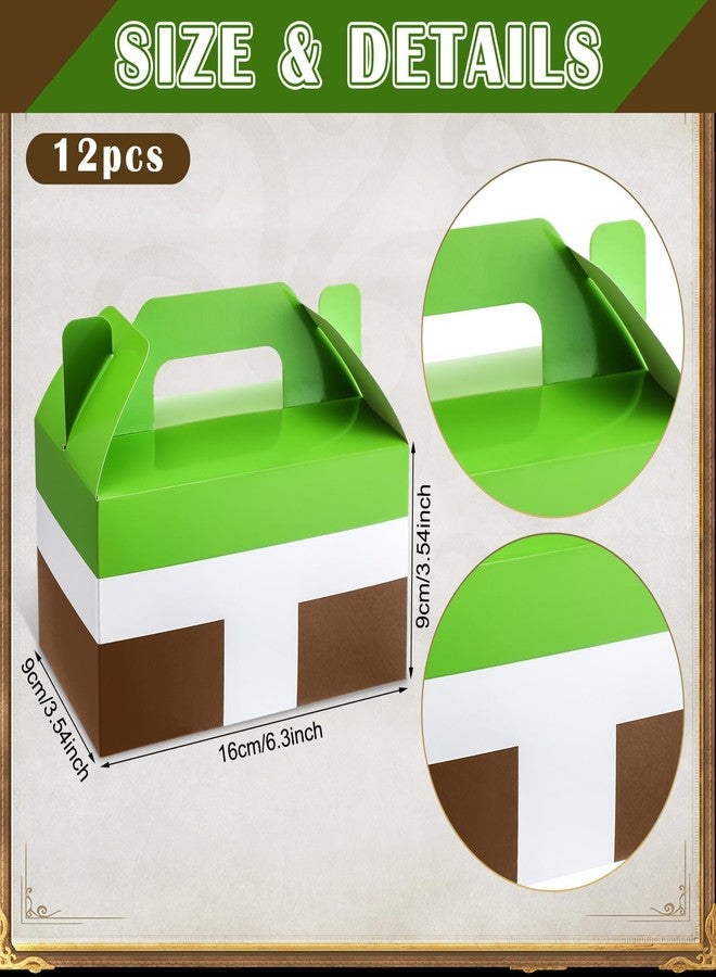 ForraFun 12 Pcs Monster Green Party Favor Treat Boxes Green Goodie Paper Gift Boxes with Handle Brown Pattern for Birthday Party Wedding Gender Reveal Decoration Supplies 6.3 x 3.5 x 3.5 Inches - Image 2