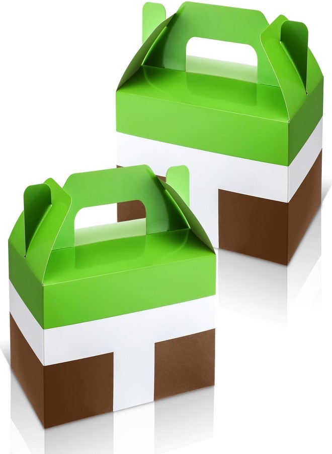 ForraFun 12 Pcs Monster Green Party Favor Treat Boxes Green Goodie Paper Gift Boxes with Handle Brown Pattern for Birthday Party Wedding Gender Reveal Decoration Supplies 6.3 x 3.5 x 3.5 Inches - Image 1