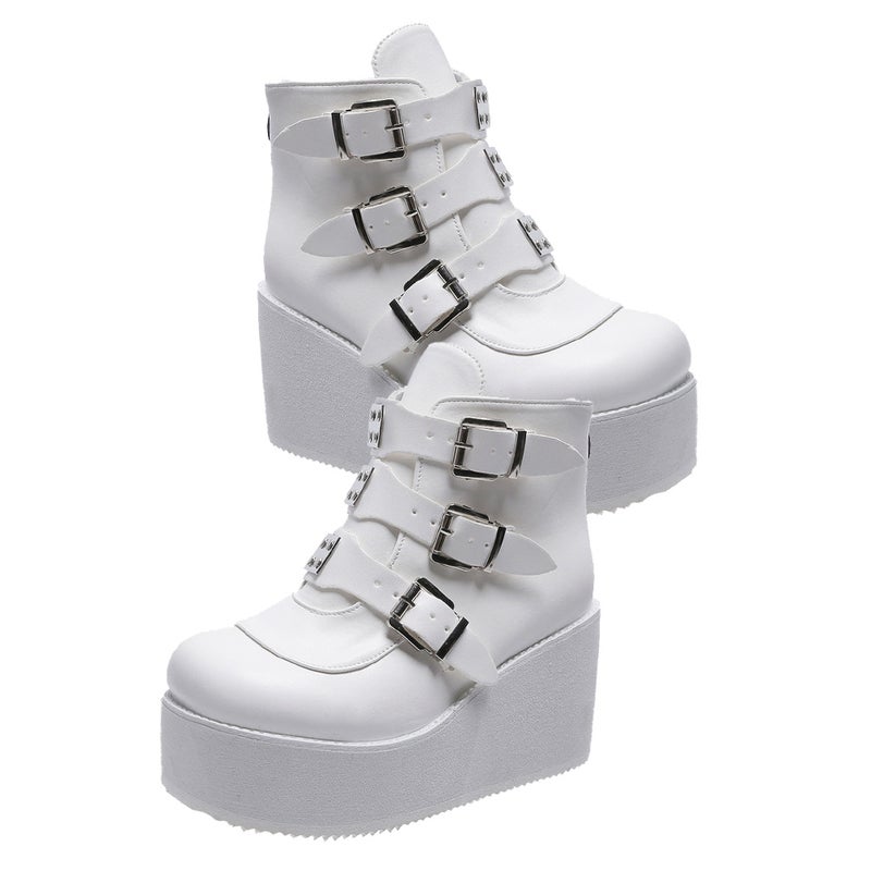 1 Pair Woman's Short Tube Boots Thick Heel Boots Lady's Retro Round-toe Boots - Image 1