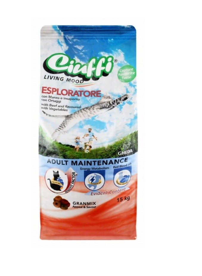 Dry Food Ciuffi with Beef & Vegetables for Adult Cats 2kg