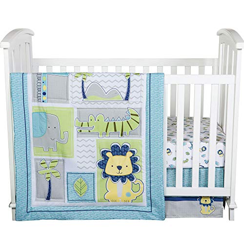 Trend Lab Jungle Roar Breathable 4-Piece Baby Nursery Crib Bedding Set, Includes Quilt, 2 Fitted Crib Sheets, and Crib Skirt - Image 1