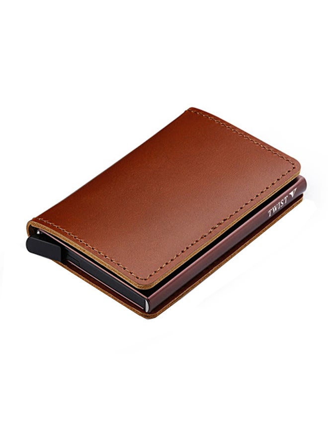 Twist Leather Wallet Card Holder Brown - Image 1