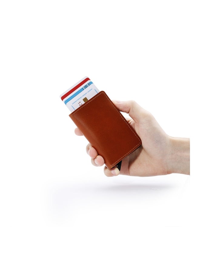 Twist Leather Wallet Card Holder Brown - Image 2