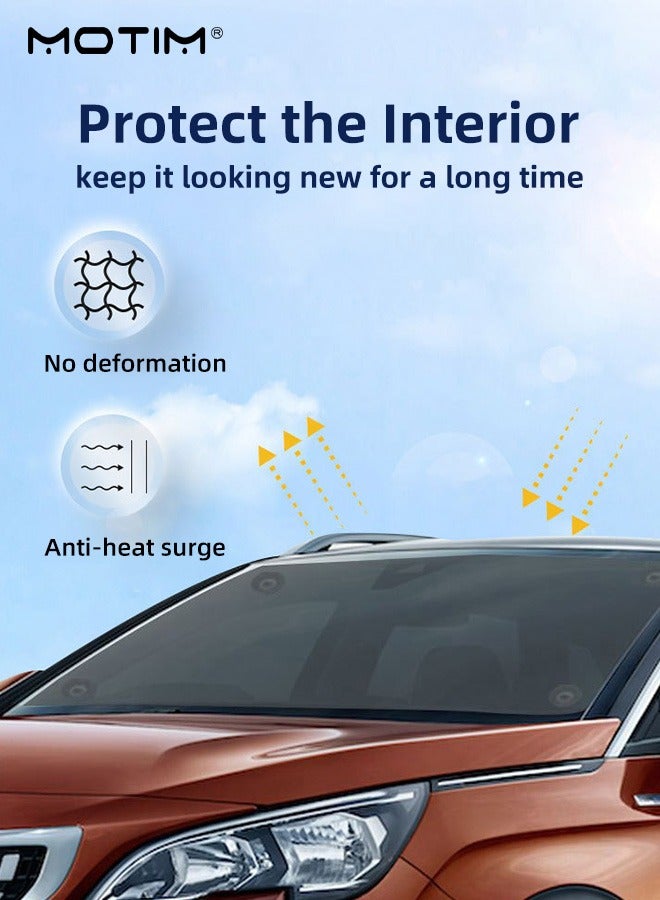 Motim Retractable Windshield Sun Shade for Car 125cm, Roller Sun Shade for Car, Car Windshield Screen Sun Protector, Blocks 99% UV Rays and Heat, Fits Front Rear Window with Double Suction Cups, 58*125cm - Image 5