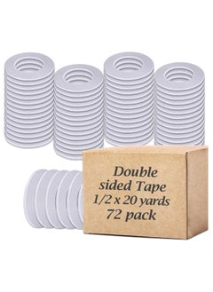 MARKQ [Pack of 72] Double Sided Tape [1/2" x 20 Yards] Adhesive Sticky Tape for Arts, Crafts, Photography, Scrapbooking, Card Making, Gift Wrapping & Office School Stationery Supplies  - Image 1