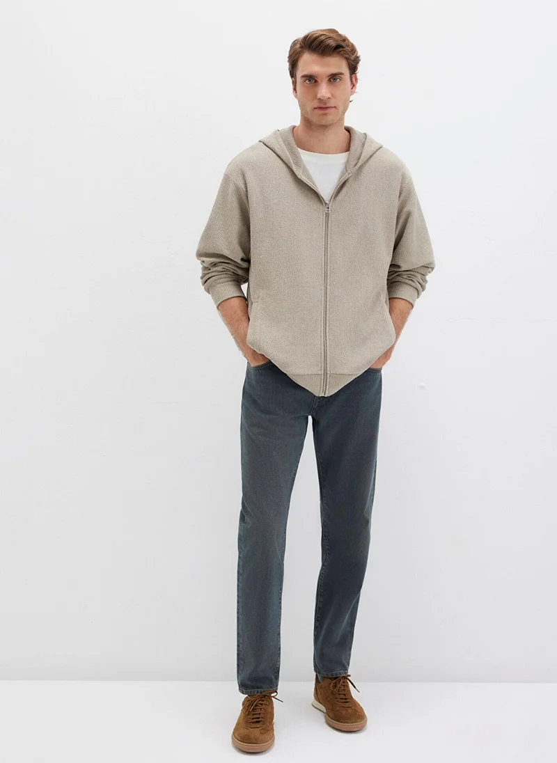 MAVI Striped Hooded Beige Sweatshirt