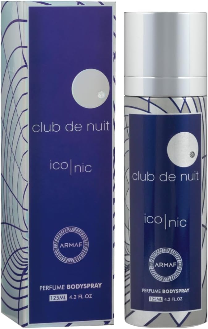 Armaf Club De Nuit Iconic Blue Perfume Body Spray for Men 125ml, Long Lasting Deodorant for Man, Fresh Spicy Woody Fragrance with Grapefruit, Mint & Amber