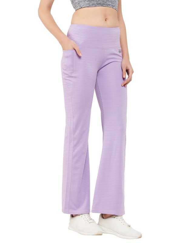 Clovia Women's Comfort-Fit High Waist Flared Yoga Pants (AB0090A12_Purple_M) - Image 3